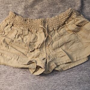 SO Olive Smocked Waist Drawstring Athletic Shorts